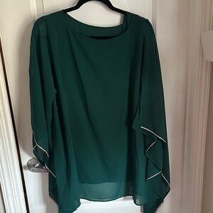 JM Collection Teal Chiffon Blouse